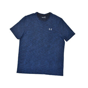 Under Armour Men's T Shirt Short Sleeve Blue Size 2XL Threadborne Fitted Heatgea